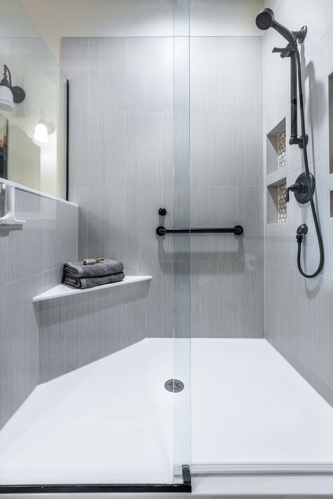 The Pros and Cons of Using Large Format Tile In A Bathroom Remodel — Degnan Design-Build-Remodel Showers With Large Format Tiles, Large Tile In Bathroom, Large Shower Tile, Master Suite Design, Large Format Tiles, Bathroom 2024, Accent Wall Designs, Kitchen And Bath Remodeling, Small Tiles