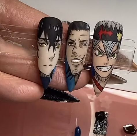 Black Clover Nails, Anime Nail Art, Anime Nail, Anime Nails, Nails Black, Black Clover, Black Nails, Nail Art, Nails