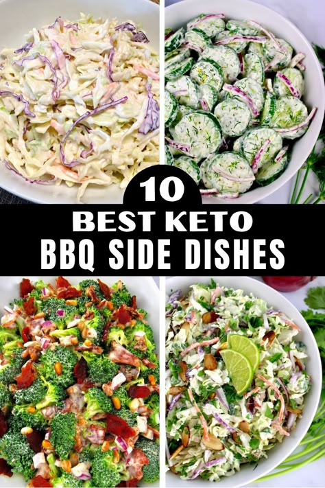 Healthy Sides Low Carb, Keto Friendly Bbq Side Dishes, Keto Friendly Sides For Bbq, Side Keto Dishes, Keto Cold Side Dishes, Side Dishes For Keto Diet, Low Carb Cold Side Dishes, Keto Barbecue Sides, Easy Keto Side Dishes For Bbq