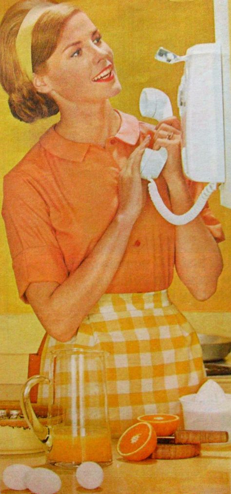 https://flic.kr/p/7RYx2Z | 1960s Woman With Telephone Advertisement Housewife In Kitchen Americana Kitsch 1960’s Aesthetic, 1960s Housewife, Housewife Aesthetic, 1960s Aesthetic, Outfit Campus, 50s Housewife, 60s Aesthetic, 50s Women, Vintage Housewife