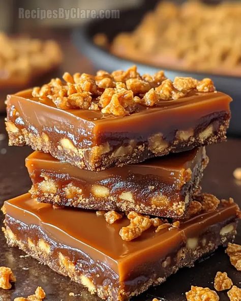 Butterfinger Caramel Crunch Bars – A Sweet and Crunchy Delight - Recipes By Clare Banana Cream Cheesecake, Butterfinger Candy, Peanut Butter Fudge Easy, Crunch Bars, Gooey Caramel, Caramel Crunch, Caramel Bars, Crunch Bar, Dessert Bar Recipe