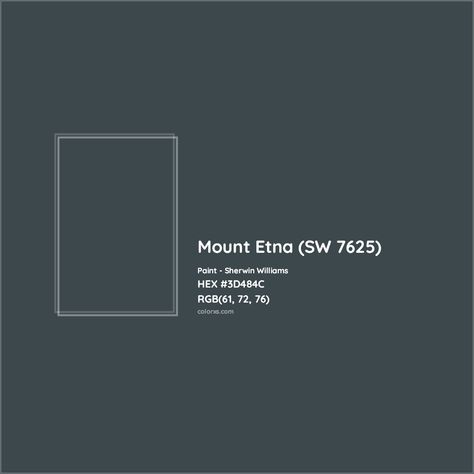 Sherwin Williams Mount Etna (SW 7625) Paint color codes, similar paints and colors Sherwin Williams Mt Etna Paint, My Etna Sherwin Williams, Sw Mt Etna, Mount Etna Paint, Mount Etna Sherwin Williams, Sherwin Williams Mount Etna, Country Bed, Analogous Color Scheme, Paint Color Codes