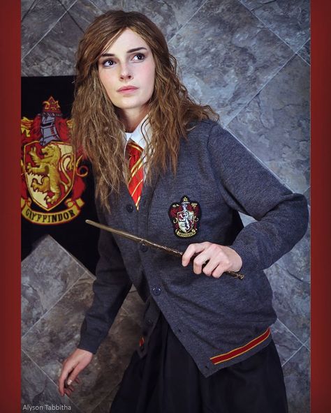 Hermione Granger Halloween Costume, Hermione Granger Halloween, Alyson Tabbitha, Hermione Granger Costume, Hermione Costume, Gryffindor Uniform, Ravenclaw Scarf, Sweater And Shirt, Magical Owl