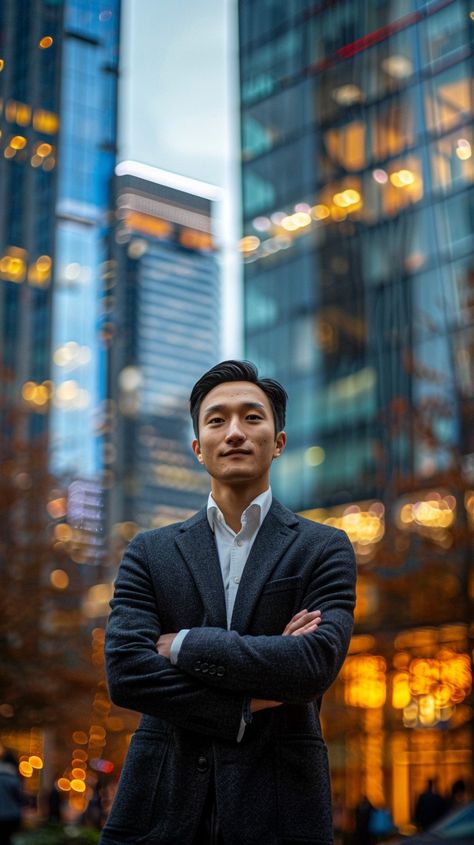 "Urban Professional Portrait: #ConfidentBusinessman standing with arms crossed in a bustling #CityEnvironment as #EveningFalls. #Businessman #Cityscape #Evening #Professional #Confident #AIArt #AIPhoto #Stockcake ⬇️ Download and 📝 Prompt 👉 https://stockcake.com/i/urban-professional-portrait_701748_1097663" Mens Professional Headshots Business, Photography Poses Professional, Business Poses Men, Company Photoshoot Ideas Outdoor, Business Portrait Photography Men, Corporate Portrait Photography Men, Professional Photoshoot Ideas Men, Business Headshots Men, Business Photoshoot Men