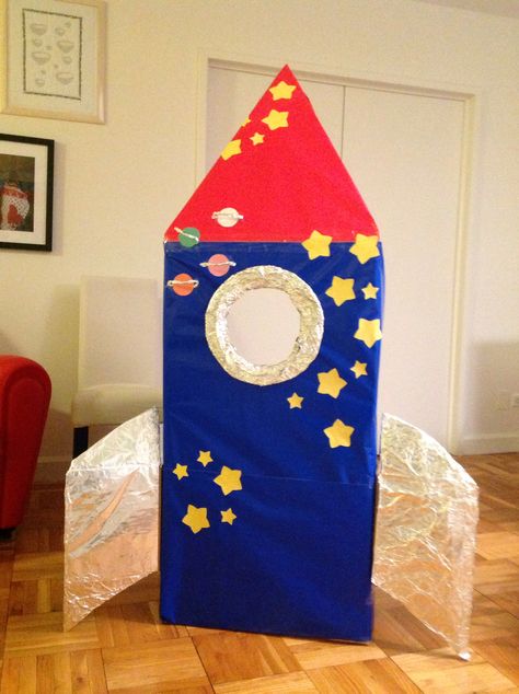 Build Your Own Rocket, Rocket Ship Cardboard Boxes, Diy Rocket Ship Cardboard, Cardboard Spaceship Diy, Cardboard Rocket Ship Diy, Cardboard Rocketship, Cardboard Rocket Ship, Diy Spaceship, Cardboard Spaceship