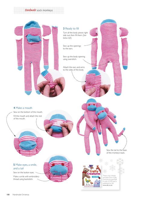 Sock Monkeys Diy, Sock Monkey Pattern, Diy Sock Toys, Monkey Crafts, Sock Doll, Sock Dolls, Sock Monkeys, Upcycle Clothes Diy, Sock Toys