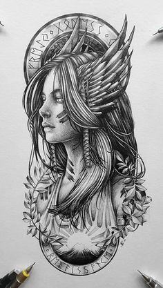 Viking Warrior Tattoos, Norse Mythology Tattoo, Female Warrior Tattoo, Valkyrie Tattoo, Viking Tattoo Sleeve, Marvel Tattoos, Goddess Tattoo, Warrior Tattoos, Norse Tattoo