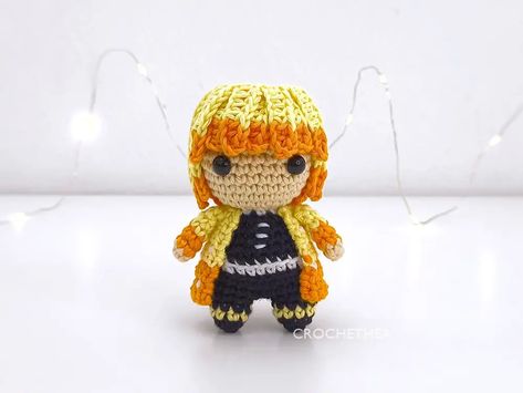 Zenitsu Crochet Pattern | Crochethea Crochet Zenitsu, Naruto Crochet Pattern Free, Zenitsu Kimono, Nezuko Chaaaaaaan Zenitsu, Crochet Naruto Amigurumi, Stitch 2, Slip Stitch, Cotton Yarn, Pdf Pattern