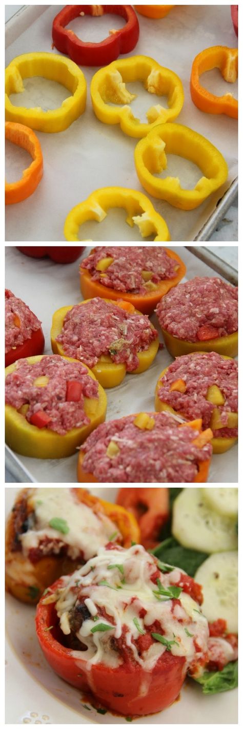 Stuffed Mini Meatloaf Pepper Rings make a delicious one-pot supper! Pepper Rings, Mini Meatloaf, Mini Meatloafs, Meat Recipes For Dinner, Meat Appetizers, Paleo Lunch, Loaf Recipes, Best Meat, Paleo Dinner