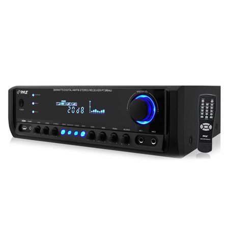 Pyle PT390AU - 300 Watt Digital Home Theater Stereo Receiver, Aux (3.5mm) Input, MP3/USB/AM/FM Radio, (2) Mic Inputs, Black Marantz Receiver, Home Theater Speaker System, Home Theater Amplifier, Home Theater Receiver, Best Home Theater, Speaker Systems, Stereo Systems, Home Theater Speakers, Speaker Design