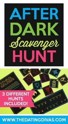 Three unique scavenger hunts using glow sticks in the dark! A perfect activity for families or for a group date! Free printables included! Printables designed by www.jabcreativeaustralia.com www.TheDatingDivas.com Teen Scavenger Hunt, Glow In Dark Party, Glow Stick Party, Super Party, The Dating Divas, Scavenger Hunts, Dating Divas, Birthday Party For Teens, Kids Party Themes