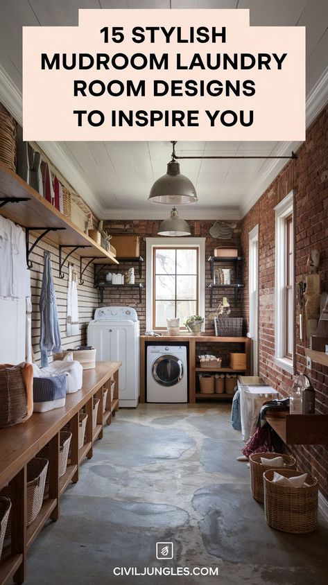 Transform your small spaces with these 13 functional mudroom laundry room ideas. Discover space-saving tips, stylish organization hacks, and creative layouts to make your mudroom and laundry room more efficient and visually appealing. Laundry Room Ideas Mudroom Entryway, Mud Room Laundry Room Bathroom Combo, Best Mudroom Ideas, Mud Room Garage Ideas Entrance, Laundry Room Mudroom Ideas, Mudroom Laundry Room Ideas Layout, Laundry In Garage, Large Laundry Room Ideas, Mudroom And Laundry Room Combo