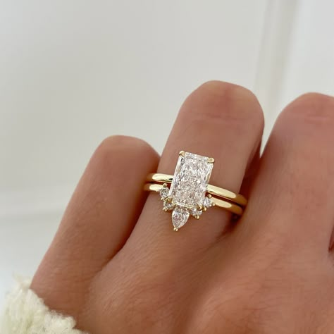 ✨LIBERTY - RING SETS✨⁠ ⁠ SWIPE 👉️⁠ ⁠ A gorgeous Radiant Solitaire paired with:⁠ ⁠ 💖 Joanna Pave Band⁠ 💛 Lana Accent Band⁠ 🧡 Harper Curved… | Instagram Wedding Band Radiant Engagement Ring, Curved Wedding Band With Radiant Engagement Ring, Square Engagement Ring With Wedding Band, Wedding Band For Radiant Cut Ring, Rectangle Engagement Ring Stack, Emerald Cut Engagement Ring Unique Band, Radiant Ring Set, Square Ring With Wedding Band, Square Wedding Rings With Bands