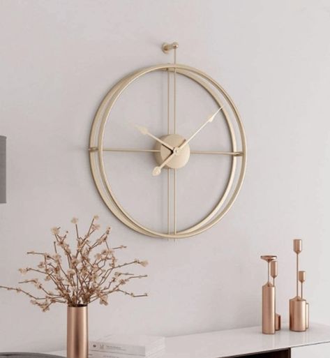 Traditional Sideboard, Gold Wall Clock, Minimalist Dekor, Minimalist Wall Clocks, Soya Mumu, Wall Watch, Metal Clock, Large Clock, Large Wall Clock