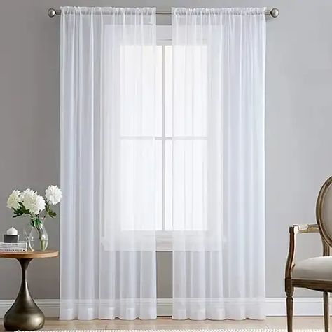 Dining Room Partition, Curtain Balcony, Sheer Curtains Bedroom, Drape Curtains, Partition Curtain, Window Sheers, Pocket Curtains, White Sheer Curtains, Tulle Curtains