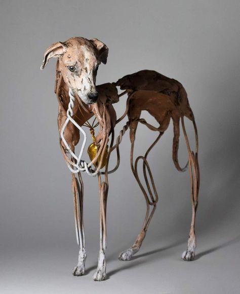 Sculpture Art Clay, Dog Sculpture, Art Clay, Wire Sculpture, Sculpture Clay, Animal Sculptures, Wire Art, Whippet, Taxidermy