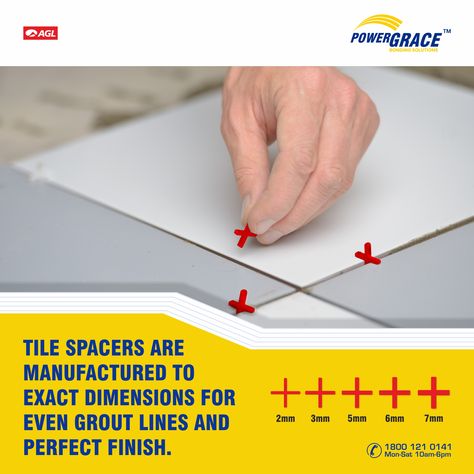 Tile Spacers Specially designed to ensure uniform gaps when laying out wall and floor tiles, this spacer helps to create an equal space.  #PowerGraceIndustries #TileSpacer #Adhesive #WallCarePutty #TileCleaner #EpoxyGrout #SBRLatex Epoxy Grout, Tile Spacers, Tile Cleaners, Wall And Floor Tiles, Floor Tiles, Tile Floor, To Create, Tile, Layout