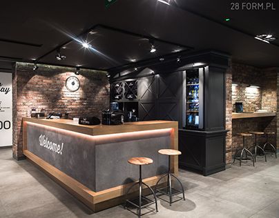 Cafe Gym Interior Design, Crossfit Design Interior, Gym Counter Design, Gym Cubbies, Gym Cafe Design, Gym Bar Design, Gym Design Interior Industrial, Industrial Gym Design, Gym Reception Design