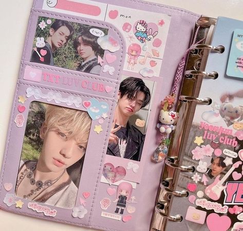 Kpop Binder Decoration, Kpop Deco Journal, A5 Binder Deco, Pc Binder Deco, Binder Aesthetic Ideas, Macaron Binder Deco, Decorate Binder, Binder Decoration Ideas, Kpop Binder Deco