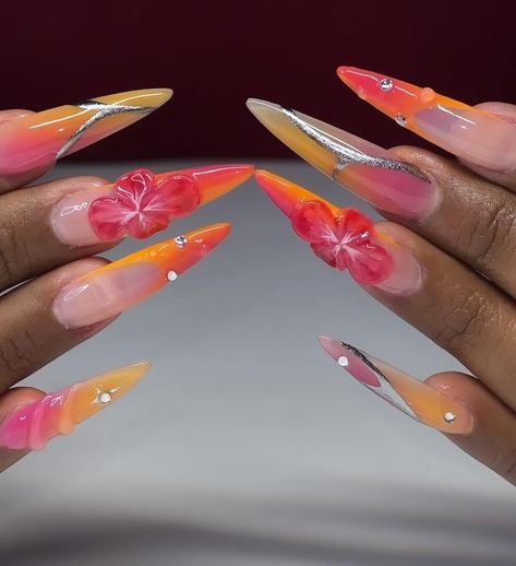 me 🤝 freestyles • • • #nailzzbylo #nails #nailsnailsnails #nailsofinstagram #nailtech #nailart #nailartist #summernails #springnails #3dflowernails #airbrushnails #covinanails #626nails Incapcilated Nails Flowers, Incapcilated Nails, Summer Orange Nails, Orange Acrylic Nails, Weekend Hair, Nails Flowers, Summer Orange, Hello Nails, Sassy Nails