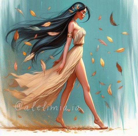 Pocahontas Hair, Pocahontas Cosplay, Tarot Inspiration, Michael Ronda, Male Fairy, Princess Pocahontas, Alice In Wonderland Drawings, Princesses Disney, Disney Princess Artwork