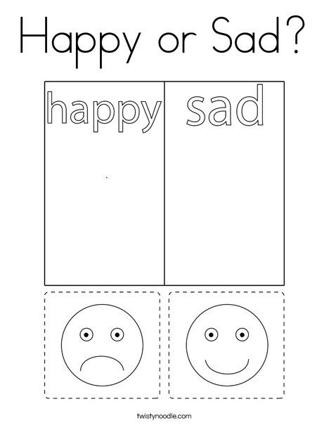 Happy or Sad Coloring Page - Twisty Noodle Emotions Worksheet Preschool, Happy Activities, Cursive Tracing, Opposites Preschool, Tracing Font, Ingles Kids, Color Worksheet, Letter Worksheets For Preschool, Feelings Activities