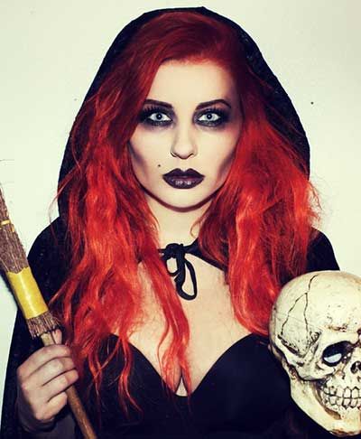 Dicas de Como Fazer: Maquiagem de Bruxa para Festas Halloween Peeps, Witch Costume Diy, Maquillage Halloween Simple, Red Hair Halloween Costumes, Witch Costumes, Witch Makeup, Vintage Halloween Costume, Halloween Cans, Witch Halloween Costume