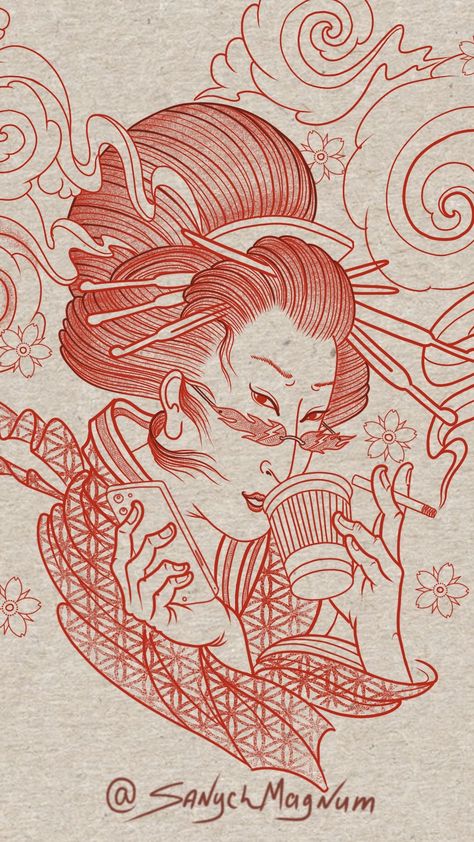 Geisha Japanese Tattoo, Japanese Geisha Tattoo Design, Geshia Tattoo, Irezumi Geisha, Traditional Geisha Tattoo, Ukiyoe Tattoo, Modern Geisha, Japanese Geisha Tattoo, Geisha Design