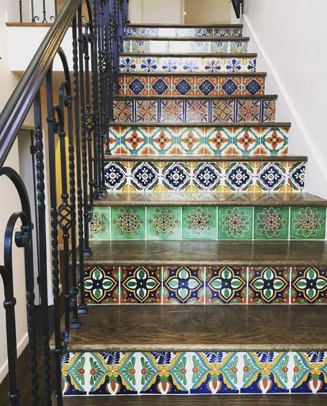 Meditarian House, Meditterean House, Medditeranean Style Home, Tiled Staircase, Mediterranean Interior Design, Mediterranean Interior, Mediterranean Style Home, Mediterranean Style Homes, Mediterranean Design