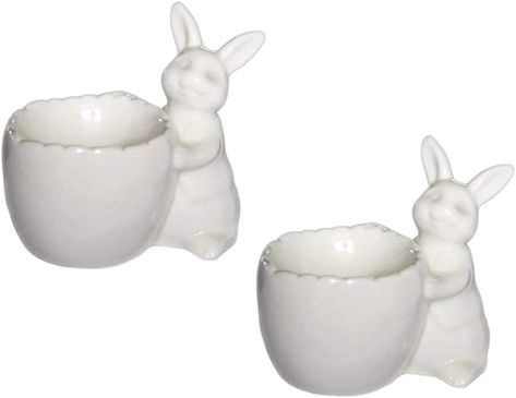 Amazon.com: Easter Bunny Porcelain Egg Cup, Set of 2 Vintage White Rabbit Ceramic Egg Holders Easter Decorations Spring Home Party Decor Favors, Handmade : Home & Kitchen Ceramic Egg Holder, Rabbit Ceramic, Ceramic Rabbit, Egg Holders, Egg Cups Holders, Ceramic Egg Cups, Ceramic Egg, Home Party Decor, Easter Bunny Eggs