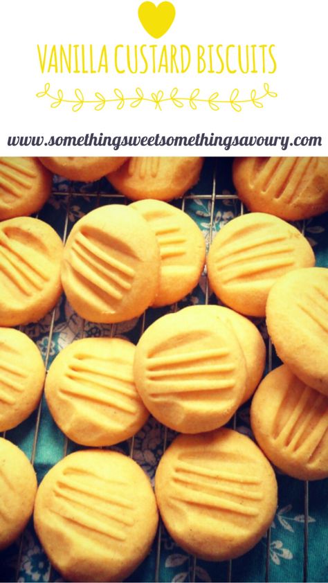 Vanilla custard biscuits | Something sweet something savoury Custard Biscuits, Custard Cookies, Baking Pies, Vanilla Biscuits, Resepi Biskut, Brownies Cookies, Biscuit Recipes, Tray Bake, Bake Recipes