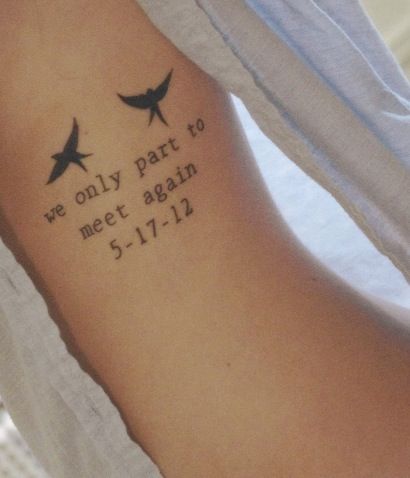 We only part to meet again. Grandpa Tattoo, Memorial Tattoo Quotes, Grandma Tattoos, Heaven Tattoos, Father Tattoos, Small Quote Tattoos, Meaningful Tattoo Quotes, Remembrance Tattoos, Hand Tattoos For Girls