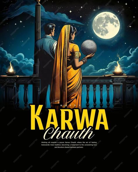 Happy Karwa Chauth and Karva Chauth for married women Fasting social Media Post banner | Premium AI-generated PSD Karwa Chauth Caption, Karva Chauth, Karwa Chauth Photos, Happy Karva Chauth Photo, Karwa Chauth Post, Happy Karwa Chauth Images, Happy Karwa Chauth, Aesthetic Videos For Edits Love, Married Woman