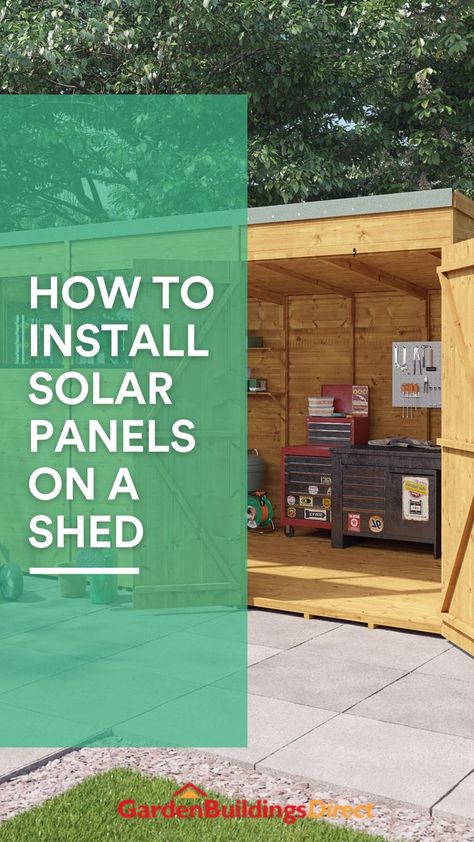 Solar Power Shed Diy, Solar Panel Shed, Installing Solar Panels, Shed Solar Power Diy, How Solar Panels Work, Solar Shed, Solar Energy Design, Bbq Shed, Solar Panel Lights