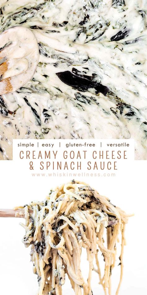 Goat Cheese Pasta Sauce, Goat Cheese Sauce, Savory Dips, Spinach Sauce, Goat Cheese Pasta, Creamy Goat Cheese, Cheese Sauce For Pasta, Cheese Spinach, Goat Cheese Recipes