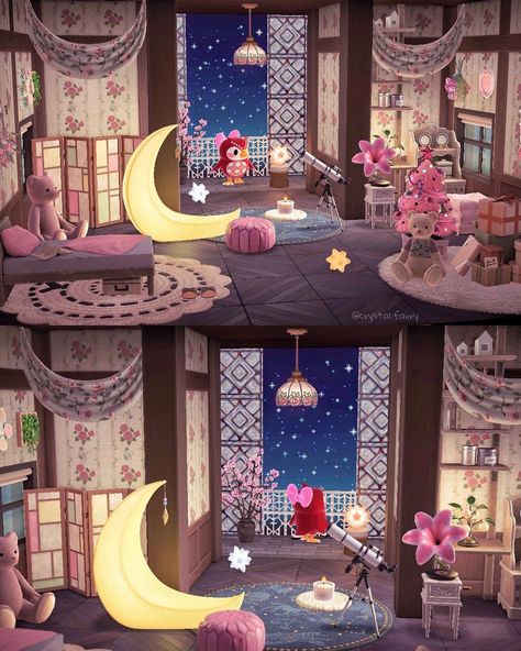 𝓭𝓪𝓷𝓲 🧚🏼‍♀️ on Instagram: “much like her downstairs observatory, Celeste’s upstairs bedroom also has a balcony where she can look out and watch the stars ✨ after all,…” Observatory Bedroom, Acnh Observatory Ideas, Acnh Upstairs Bedroom, Acnh Observatory, Acnh Star Design, Acnh Fairytale, Olivia Animal, Home Observatory, Acnh Tips