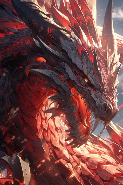 Guardian Dragon Fantasy Dragon Art, Dragon Rouge, Big Dragon, Legendary Dragons, Mythical Dragons, Dragon Artwork Fantasy, Creature Artwork, 다크 판타지, Dragon Rider