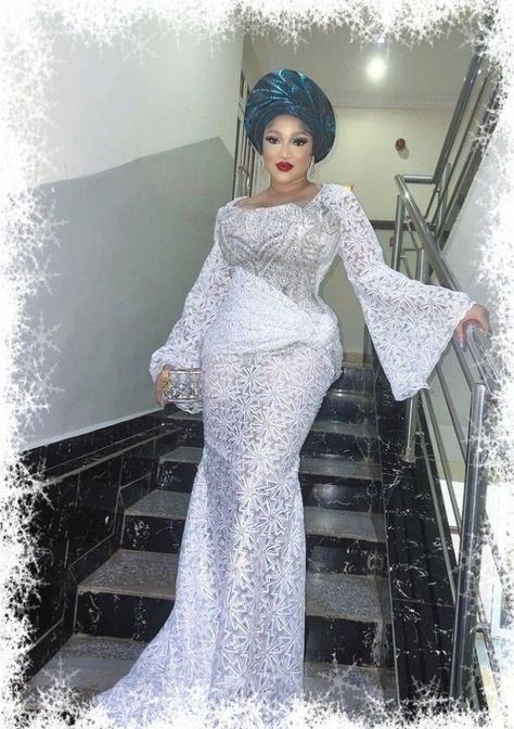 White Dry Lace Gown Styles Nigerian, Dry Lace Gown Styles, African Lace Styles Nigerian Fashion, Dry Lace Styles Nigerian, White Lace Styles In Nigeria, Dry Lace Styles, Dry Lace Styles Nigerian Outfit, White Lace Gown Styles Nigerian, Dry Lace Gown Styles Nigerian