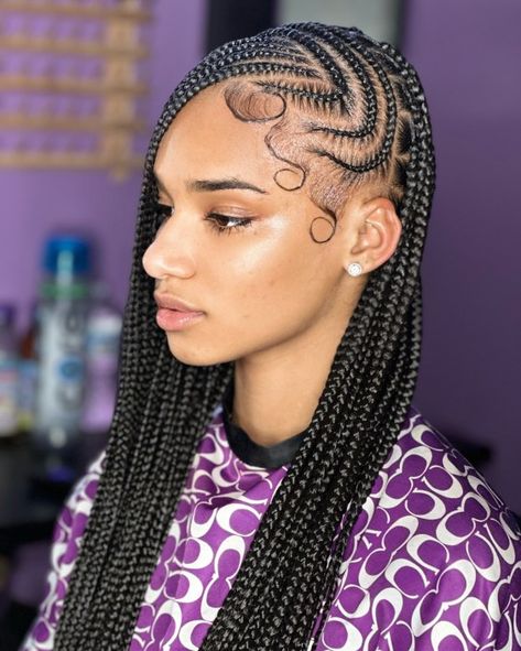 Asymmetric Braided Hairstyle with Half-Up Cornrows Rasta Hairstyles, Big Box Braids Hairstyles, Feed In Braids Hairstyles, Single Braids, Braids Hairstyles Pictures, Braided Cornrow Hairstyles, Hair Twist Styles, Pretty Braided Hairstyles, Beautiful Braids