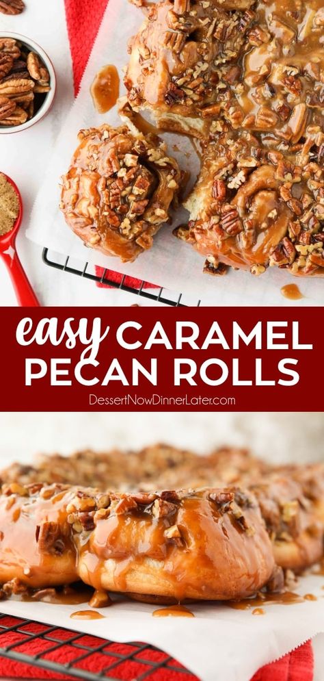 These easy caramel pecan rolls are so sticky, gooey, and delicious. They're made with frozen cinnamon rolls so half the work is done for you! Frozen Cinnamon Rolls, Pecan Rolls Recipe, Caramel Pecan Rolls, Rhodes Rolls Recipes, Rhodes Cinnamon Rolls, Homemade Sticky Buns, Caramel Pecan Sticky Buns, Easy Sticky Buns, Caramel Sticky Buns