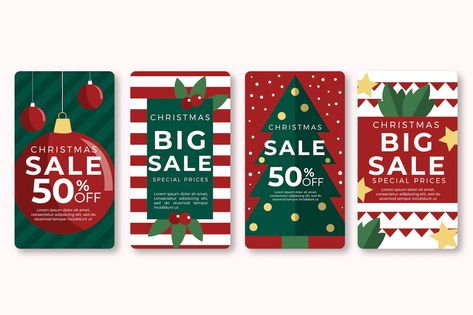 Free Vector | Christmas sale instagram story collection Sale Instagram Story, Christmas Sale Poster, Christmas Flyer Template, Christmas Promo, Christmas Coupons, Christmas Graphic Design, Holiday Graphics, Graphic Design Cards, Christmas Flyer