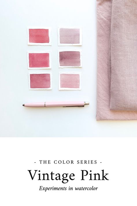 Learn what colors I used to mix vintage pink with watercolor paint. #watercolor #vintagepink #mauve #colormixideas How To Mix Pink Watercolor, Studio Aesthetics, Watercolor Pallet, Mixing Paint Colors, Millenial Pink, Watercolor Branding, Colour Shades, Watercolor Mixing, Paint Watercolor