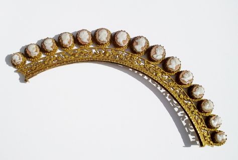 RARE ANTIQUE GEORGIAN OPEN WORK GILT CAMEO LADIES HAIR TIARA  GBP837,00 (irina)08.10.14 Hair Tiara, Tiaras Jewellery, Ladies Hair, Tiara Hairstyles, Head Dress, Wedding Formal, Accessories Wedding, Hair Combs, Rare Antique