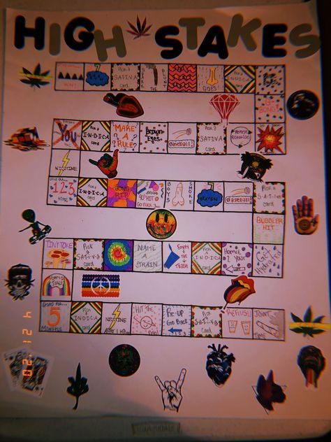 High Games For Adults, Black Out Or Back Out Game Diy, Crafts For Stoners, Drinking Board Games Diy Party Ideas, Get Drunk Board Game, Drunk Board Game Diy, Game Board Ideas Drinking, Diy Board Games For Teenagers, Diy Bored Games