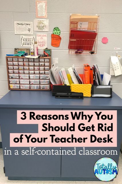 Teacher Desk Area, Teacher Desk Areas, Desk Organization Ideas, Teacher Desk Organization, Classroom Prep, Teacher's Desk, High School Organization, Classroom Desk, Teachers Toolbox