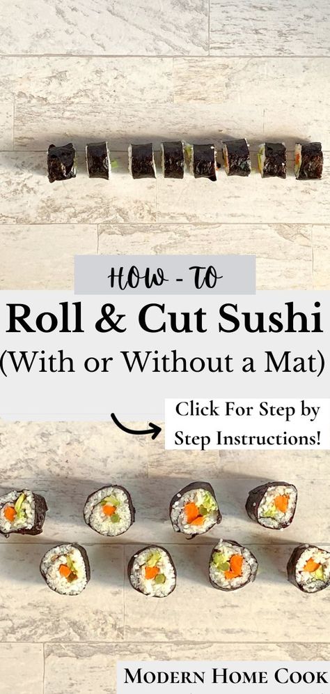 How To Roll Sushi, Easy Sushi Rolls, Sushi Wrap, Cooking Cheat Sheet, Sushi Mat, Sushi Roll Recipes, Nourishing Recipes, Roll Sushi, Easy Sushi