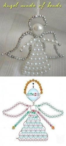 craft ideas from Jenny Chan Anting Manik, Beaded Angels, Art Perle, Angel Crafts, Beaded Christmas Ornaments, Christmas Bead, Beaded Crafts, Party Diy, Beading Projects