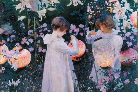 Who Was John Singer Sargent? ✔ A Quick "Carnation, Lily, Lily, Rose" Analysis ✔ Explore Sargent's Enchanting Use of Color and Value ✔ Lily Lily Rose, Carnation Lily Lily Rose, Crop Hair, Tate Gallery, John Singer Sargent, Royal Academy Of Arts, English Art, Chinese Lanterns, National Portrait Gallery