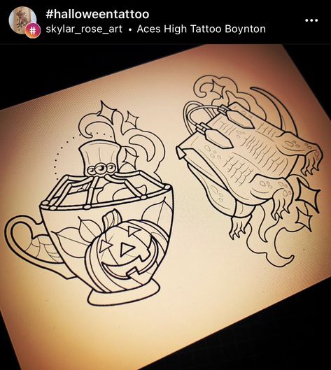 Halloween Town Tattoo, Halloweentown Tattoo, Town Tattoo, Halloween Sleeve, Town Drawing, Fall Paintings, Halloween Flash, Tattoo Practice, Movie Tattoo