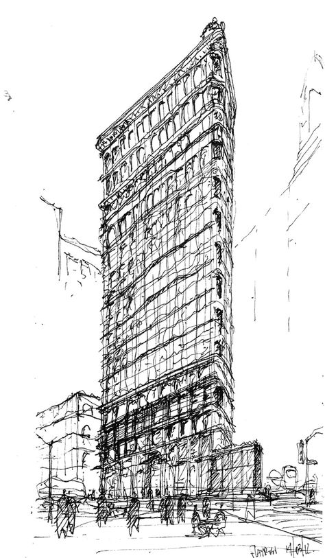 FLATIRON Flat Iron Building New York, Flat Iron Building, New York Drawing, Architectural Representation, Drawing Architecture, Urban Sketches, Architectural Sketches, Graphic Styles, Flatiron Building